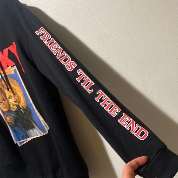 Chucky and Bride of Chucky (Tiffany Valentine) Graphic Black Hoodie Size Large - Picture 3 of 5